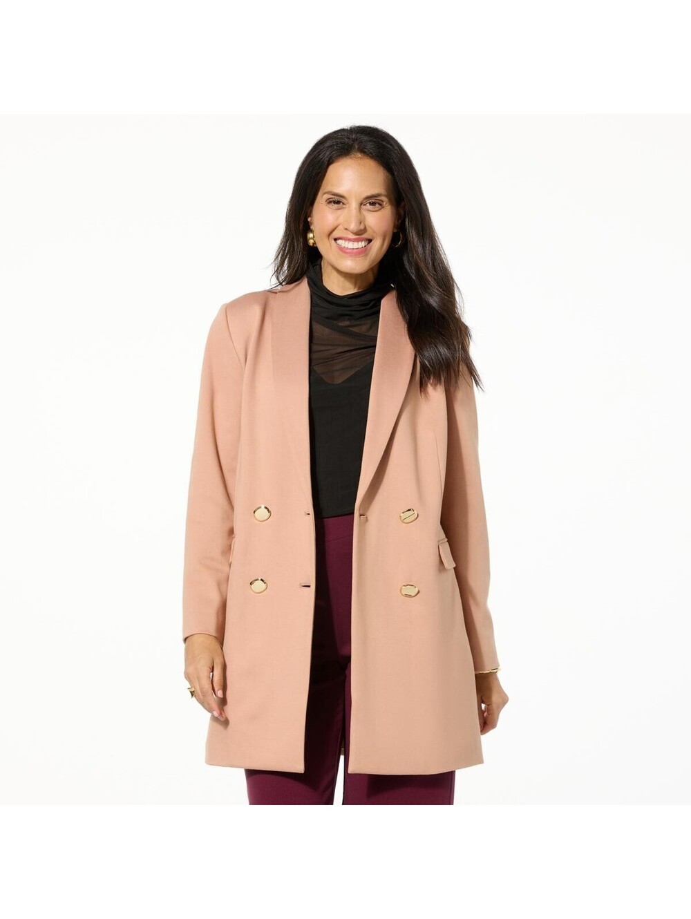 Colleen Lopez Double Breasted Ponte Knit Blazer Size M